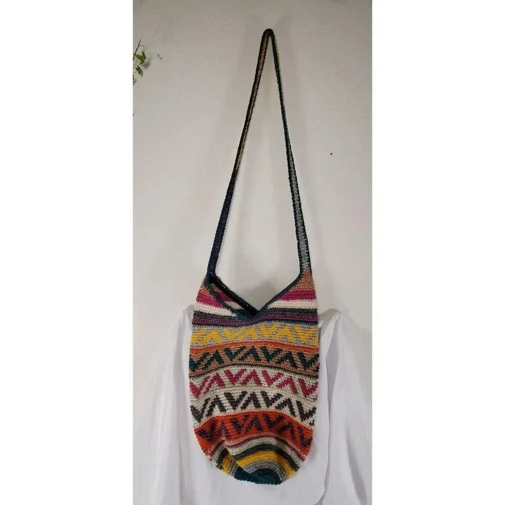 Bamboo Trading Company Cotton Woven Boho Bucket Bag geometric purse Hippie